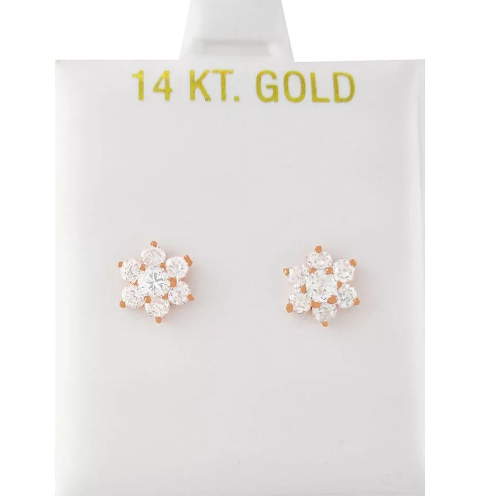 Created White Sapphires Stud Earrings 14k Rose Gold